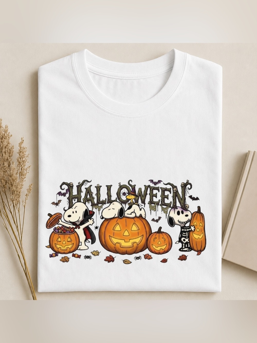 Unbranded White Halloween Snoopy Pumpkin Costume Shirt - Vintage For Unisex